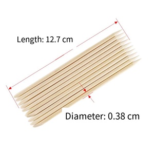 SunelPort Bâtonnets en bois de bouleau orange jetables pour nail art, 12,7 cm de long, 100 pièces par paquet, double extrémité, pour <span class=keywords><strong>la</strong></span> <span class=keywords><strong>beauté</strong></span> et le nail art - Product Image 3