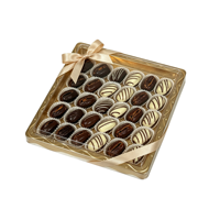 Boîte d'emballage transparente en plastique pour pâtisseries et confiseries, en PET de qualité alimentaire, carrée, dorée, pour cadeaux de fête, boîtes à friandises, boîte cadeau en plastique pour dattes