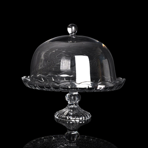 Assiette à gâteaux en <span class=keywords><strong>verre</strong></span> avec dôme Verrerie <span class=keywords><strong>de</strong></span> <span class=keywords><strong>cuisine</strong></span> pour la maison Divertissement Plateau <span class=keywords><strong>de</strong></span> service pour les fruits, la crème glacée, le dessert, la salade, - Product Image 3
