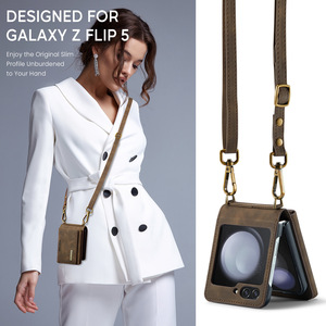 Leyi Đa Màu Sắc Trở Lại Trường Hợp Từ Ví Da Điện Thoại Drop Shipping Resistance Điện Thoại Bìa Đối Với Samsung Galaxy Z Lật 3 4 5 Di Động Trường Hợp - Product Image 3