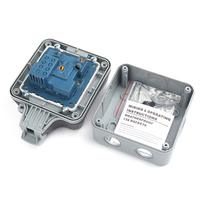 Caja de Enchufe de Pared para Exteriores EKYK Gris, ABS+PC, IP66, Industrial, 13A, con 5 Orificios y 2 Puertos USB, Impermeable