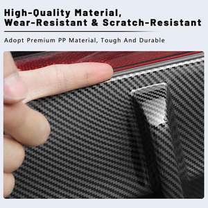 Glossy Carbon Fiber PP Material Rear Diffuser for Tesla <b>Model</b> Y Woven Bumper Molding Protector Lip with Drilled Shoes Bag Use - Product Image 4