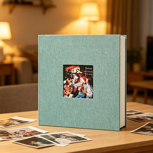 <span class=keywords><strong>Album</strong></span> photo personnalisé en lin, couverture rigide, reliure à spirale, 20 feuilles adhésives blanches, 260x270mm - Product Image 3