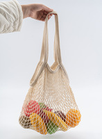 Groothandel katoenen mesh produce tas, milieuvriendelijke koordentas voor boodschappen, fruit- en groentemarkt, op maat gemaakte maat, binnenzak