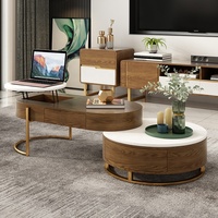Table basse élévatrice de luxe légère combinaison d'une table à thé ovale escamotable simple et moderne pour petit salon