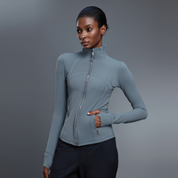 Veste de sport à col montant et manches longues avec fermeture éclair, personnalisable OEM/ODM, pour femmes, veste de course, vêtements de sport actifs