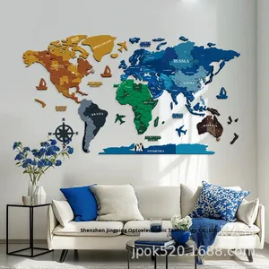 Adesivo Murale Moderno Minimalista Yizhongmei con <span class=keywords><strong>Mappa</strong></span> <span class=keywords><strong>del</strong></span> <span class=keywords><strong>Mondo</strong></span> e Motivo a Quadri, Effetto 3D in Materiali Misti per Soggiorno - Product Image 2
