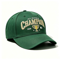 Casquette de baseball structurée en toile vert foncé à 6 panneaux pour homme, avec broderie 3D Trophy, visière incurvée, sport, golf, unisexe, motif lettre courante