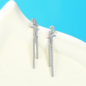Wholesale 925 <b>Sterling</b> <b>Silver</b> Rhodium Plated Airplane Shaped Trendy Long <b>Drop</b> <b>Earrings</b> Pave Zircon Stone for Weddings Party Gift - Product Image 5