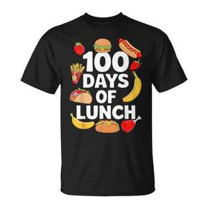 Camiseta de 100 Días de Almuerzo para Trabajadores de Cafetería, Camiseta para Celebración Escolar - Product Image 1