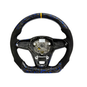 Volant en fibre de carbone forgé VW <span class=keywords><strong>Golf</strong></span> MK8 GTI <span class=keywords><strong>2020</strong></span> R GTE <span class=keywords><strong>GTD</strong></span> Jetta Passat CC avec matériau en cuir - Product Image 1
