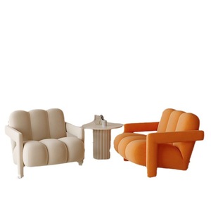 Fauteuil de style crème |   Canapé monoplace en bois massif |   Fauteuil lounge moderne et minimaliste tendance - Product Image 4