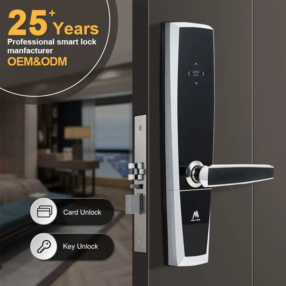 Security Cerradura Inteligente Electronic Gate Lock Rfid Card Handle Digital Hotel Room Door Lock
