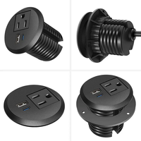 Regleta de Enchufes Empotrable para Escritorio con Orificio de 2 Pulgadas, USB-C PD de 18W, USB-A de 10W, 1 Toma de Corriente CA Americana, Enchufe Oculto para Muebles de Oficina