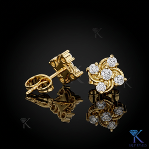Lab Grown Diamond Swirl Cluster <b>Stud</b> Earrings 14K/18K Solid Gold Interwoven Floral Women's Jewelry Wedding Party Anniversary - Product Image 1