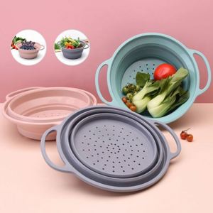 Cesta de drenaje plegable para el hogar y la cocina con asa de silicona y acero para almacenar frutas y alimentos - Product Image 6