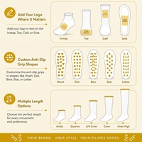 Chaussettes de Pilates personnalisées pour femmes avec logo, antidérapantes, tricotées, à grip en silicone, pour yoga, avec design antidérapant et bordure brodée à volants