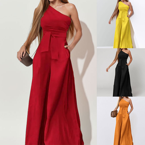 <span class=keywords><strong>Tuta</strong></span> <span class=keywords><strong>Elegante</strong></span> Monospalla con Lacci a Vita Alta e Gamba Larga <span class=keywords><strong>in</strong></span> Tinta Unita da Donna, Ideale per l'Estate - MOQ 1 - Product Image 2