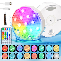 Luz LED RGB para Piscina, Resistente al Agua IP68, 16 Colores, Recargable Tipo-C, 13 LED, Control Remoto RF, Ventosa Magnética, Venta al por Mayor OEM para Piscinas y Spas