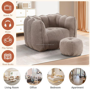 Conjunto <span class=keywords><strong>de</strong></span> sillón <span class=keywords><strong>de</strong></span> PUF <span class=keywords><strong>de</strong></span> estilo moderno contemporáneo, sofá <span class=keywords><strong>de</strong></span> tela Sherpa <span class=keywords><strong>relleno</strong></span> <span class=keywords><strong>de</strong></span> espuma <span class=keywords><strong>de</strong></span> alta densidad, ahorro <span class=keywords><strong>de</strong></span> espacio <span class=keywords><strong>para</strong></span> sala <span class=keywords><strong>de</strong></span> estar - Product Image 3