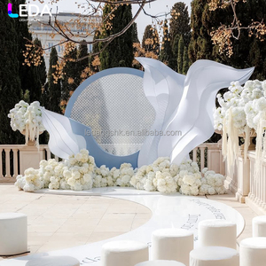 ฉากหลังงานแต่งงานกลางแจ้งสไตล์โมเดิร์น LEDA สีน้ำเงิน โครงโลหะประดับคริสตัลทรงโค้งสำหรับงานปาร์ตี้ - Product Image 1