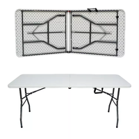 Table pliante portable rectangulaire en plastique blanc pour banquet, barbecue, camping, pique-nique