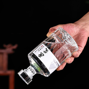 Di alta qualità chiaro vulcano a forma di alta selce bottiglia di vetro 250ml/500ml per Vodka Brandy vino <span class=keywords><strong>e</strong></span> Tequila con tappo di vetro - Product Image 4