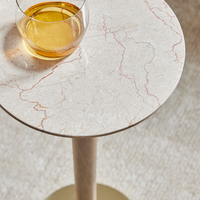 Table d'appoint de style moderne et simple pour salon, plateau en marbre, base en acier inoxydable, table d'angle pour salon