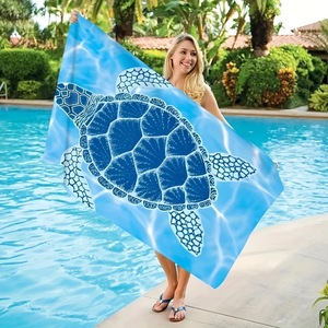 Asciugamano da Spiaggia con Stampa Tartaruga Marina Retrò, Asciugamano ad Asciugatura Rapida Blu Oceano Corallo <span class=keywords><strong>per</strong></span> Estate, Spiaggia, Piscina, Viaggi, Campeggio, Palestra, Uso Quotidiano - Product Image 4