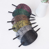 Accessoires pour cheveux en cuir BELLEWORLD Barrettes pour cheveux avec bâton Clips de forme carrée Épingles à cheveux pour queue de cheval pour femmes