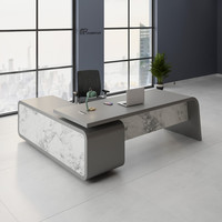 Bureau de direction moderne en forme de L avec armoire latérale, design en bois de chêne massif, table de bureau de bonne qualité