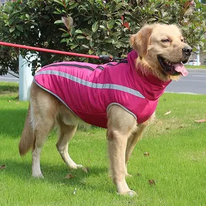 Ropa de perro grande a prueba de lluvia, abrigo cálido acolchado a prueba de viento cómodo reflectante para correa de perro, ropa para perros