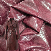 Cuir synthétique en PU écologique à base d'eau, sans solvant, motif peau de crocodile, pour vêtements et ceintures