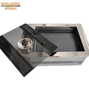 Parrilla eléctrica redonda Teppanyaki/plancha de acero inoxidable para interiores, método de horneado de hierro para uso en interiores