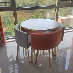 Ensemble de table à manger de luxe en métal doré Zxm Restaurant, table à manger avec 4 chaises à vendre - Product Image 5