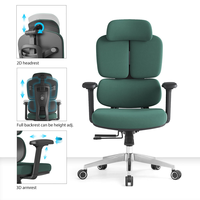 Chaise de bureau en mesh à dossier haut, chaise de bureau informatique avec support lombaire, appui-tête réglable, accoudoirs 6D, chaise de direction pivotante