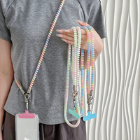 Cordon de téléphone portable Y2K esthétique en TPU scintillant avec perles, sangle colorée en spirale, anti-chute et antivol