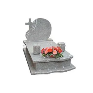 buy White Grey Granite Headstone Cross Design Tombstone and Monument