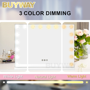 Thông minh điều khiển cảm ứng 18 bóng đèn thay đổi độ sáng Bảng Máy tính để bàn Vanity holly gỗ trang điểm gương holly gỗ gương với LED chiếu sáng - Product Image 2