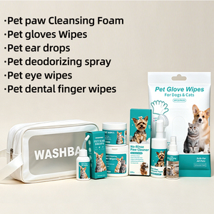 Kit de toilettage pour animaux de compagnie avec lingettes nettoyantes pour pattes, gouttes et spray pour chiens et chats - Product Image 3
