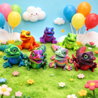 Vashine - Figura de Gecko Arcoíris Impresa en 3D, Cuerpo Flexible, Figura de Animal Colorida para Niños y Coleccionistas, Figura de Gecko Colorida