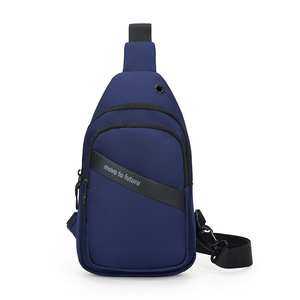 Men's Fashionable <b>Black</b> Oxford Material Waterproof Chest Shoulder Travel Sling <b>Bag</b> USB Zipper Closure Portable Business Outdoor - Product Image 1