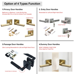 Luxury Zinc Alloy Brushed Brass Wood <strong>Door</strong> Handle with Lock for House Decoration - Product Image 6