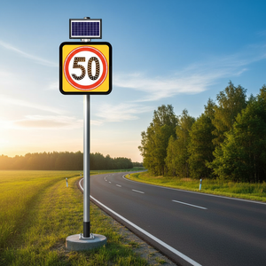 Señal de Tráfico Reflectante con Energía Solar de 60 x 60 cm, Velocidad Máxima 50, Advertencia de Seguridad para Uso en Carreteras, Señal de Precaución - Product Image 3