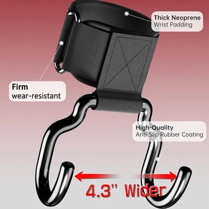 Sangles de poignet larges pour haltérophilie avec crochets de préhension, sangles de poignet pour barre, sangles de poignet pour la gym et le fitness, sangles de levage de poids, sangles pour tractions, gants de powerlifting - Product Image 2