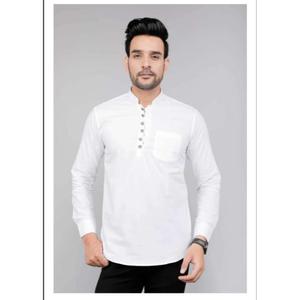 Kurta de algodón informal para hombre, nuevo diseño, manga larga, longitud corta, Moda para fiestas de verano, colores brillantes, venta al por mayor - Product Image 1