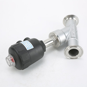 Vanne à siège incliné pneumatique à installation rapide en acier inoxydable 304 pour vapeur, Vanne à siège incliné pneumatique à fixation par collier - Product Image 1