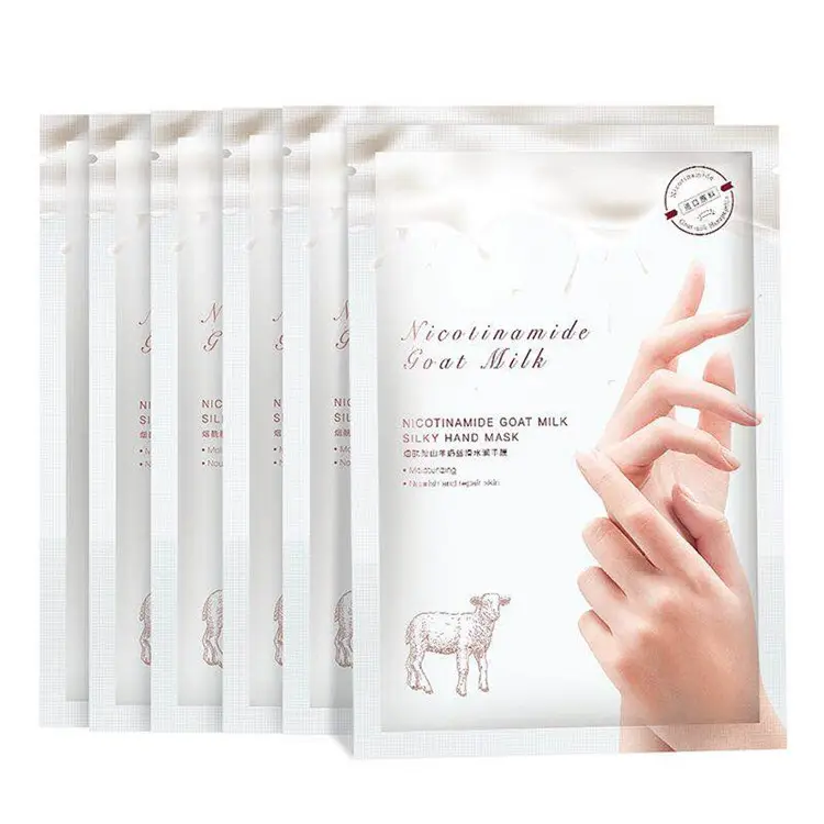 Özel etiket Niacinamide keçi sütü el maskesi en iyi cilt bakımı nemlendirici beyazlatma peeling el tamir maskesi