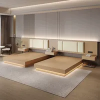 Usine directe hôtel de luxe moderne chambre ensemble de meubles en bois massif 5 étoiles hôtel standard cadre de lit panneau têt