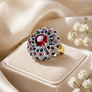 Anello da sposa con gemma rossa stellata per la notte di Natale, gioielli alla moda colorati per donna - Product Image 6